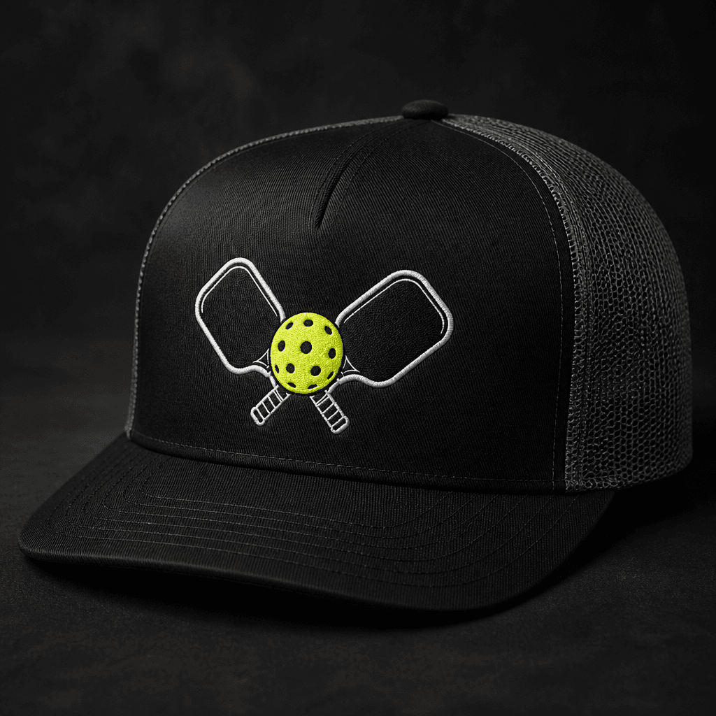 Black and charcoal Richardson 112-style trucker with Pickleball Mafia mark