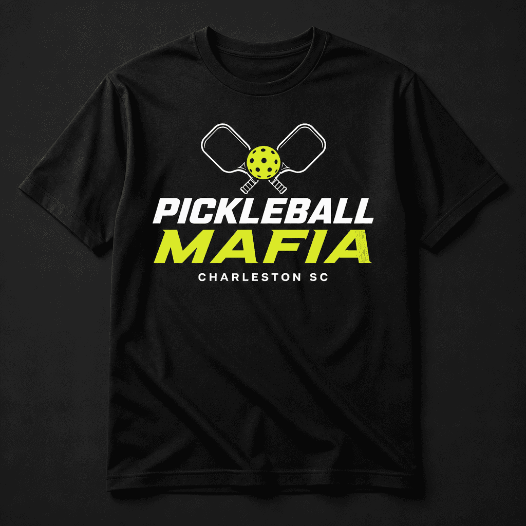 Black Pickleball Mafia support tee with volt logo